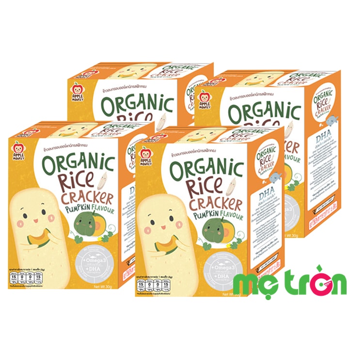 Bánh ăn dặm organic Apple Monkey nhập khẩu từ Thái Lan vị bí đỏ là sản phẩm giúp bé tập nhai, nuốt, phát triển răng với vị bí đỏ và đặc biệt là bổ sung Omega 3 & DHA để bé thông minh hơn.